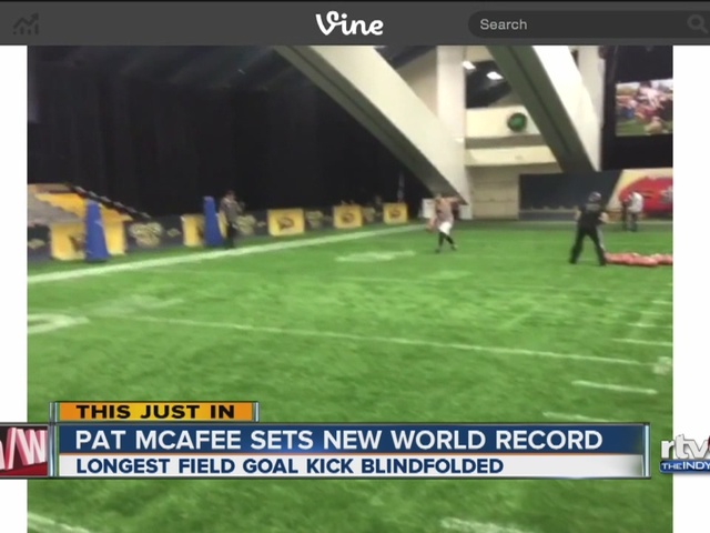 Pat McAfee sets Guiness World Record for longest field goal kick blindfolded - TheIndyChannel ...